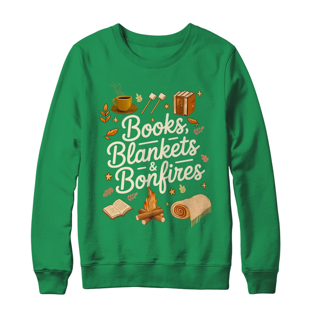 Books Blankets And Bonfires Cozy Fall Autumn Book Lover Shirt & Sweatshirt | siriusteestore