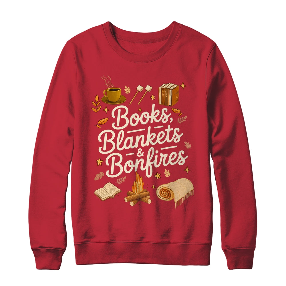Books Blankets And Bonfires Cozy Fall Autumn Book Lover Shirt & Sweatshirt | siriusteestore