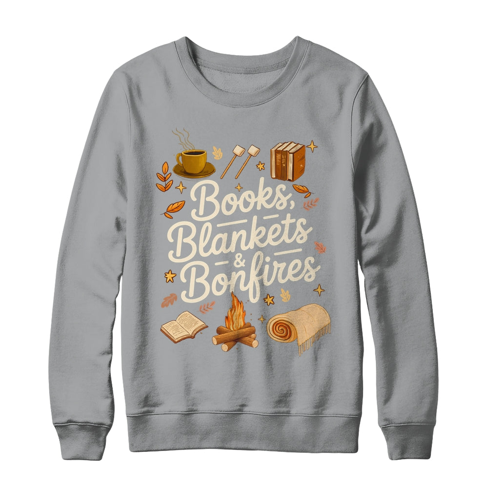 Books Blankets And Bonfires Cozy Fall Autumn Book Lover Shirt & Sweatshirt | siriusteestore