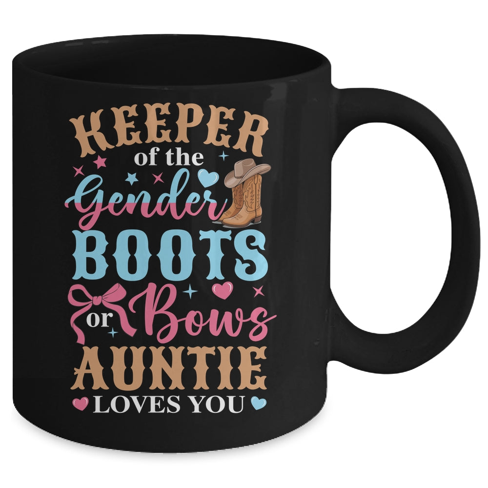 Boots Or Bows Auntie Loves You Gender Reveal Family Matching Mug | siriusteestore