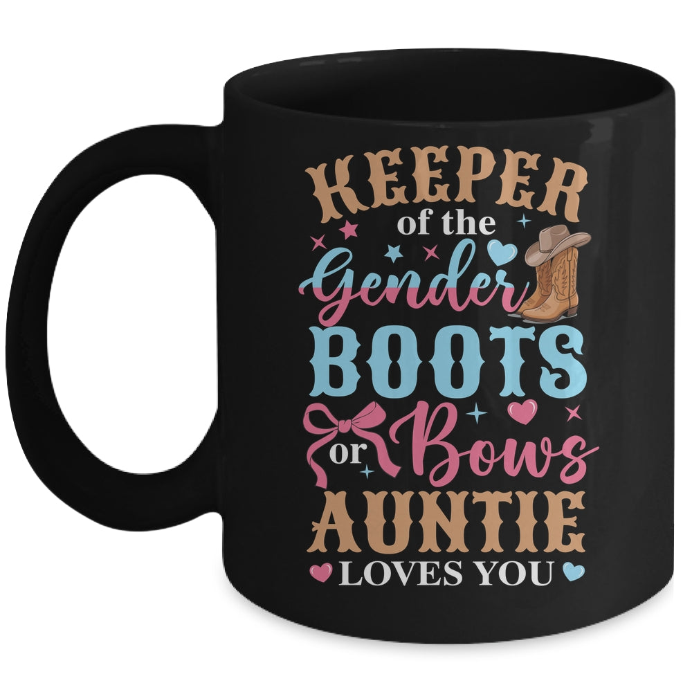 Boots Or Bows Auntie Loves You Gender Reveal Family Matching Mug | siriusteestore