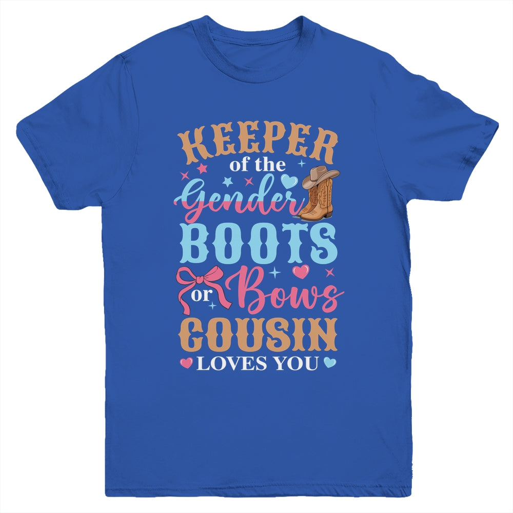 Boots Or Bows Cousin Loves You Gender Reveal Family Matching Youth Shirt | siriusteestore