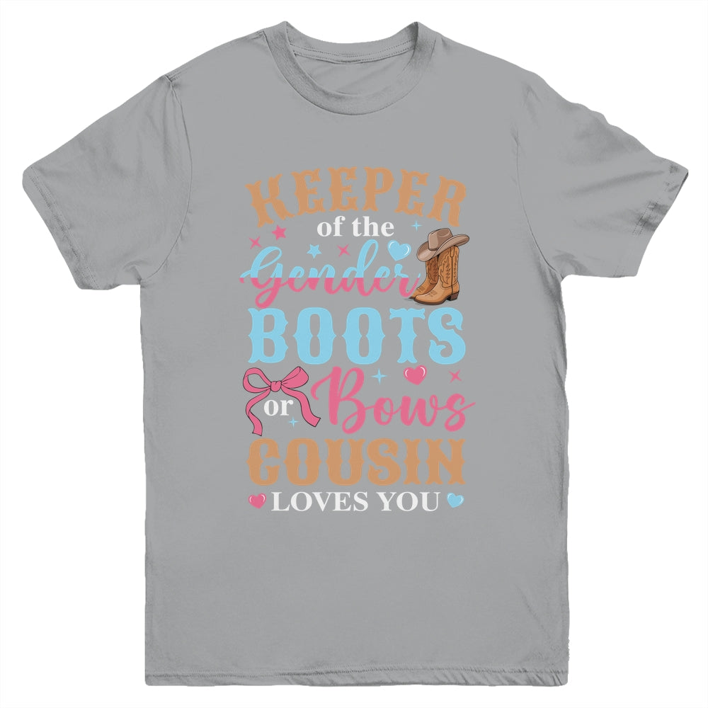 Boots Or Bows Cousin Loves You Gender Reveal Family Matching Youth Shirt | siriusteestore