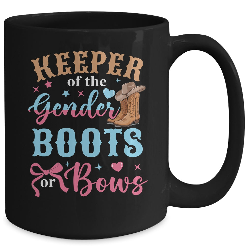 Boots Or Bows Gender Keeper Of The Gender Reveal Outfit Mug | siriusteestore