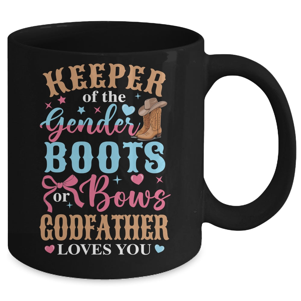 Boots Or Bows Godfather Loves You Gender Reveal Family Matching Mug | siriusteestore
