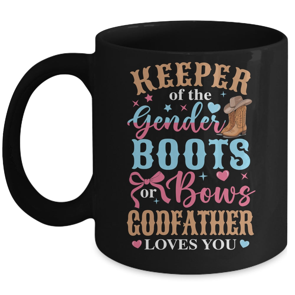 Boots Or Bows Godfather Loves You Gender Reveal Family Matching Mug | siriusteestore