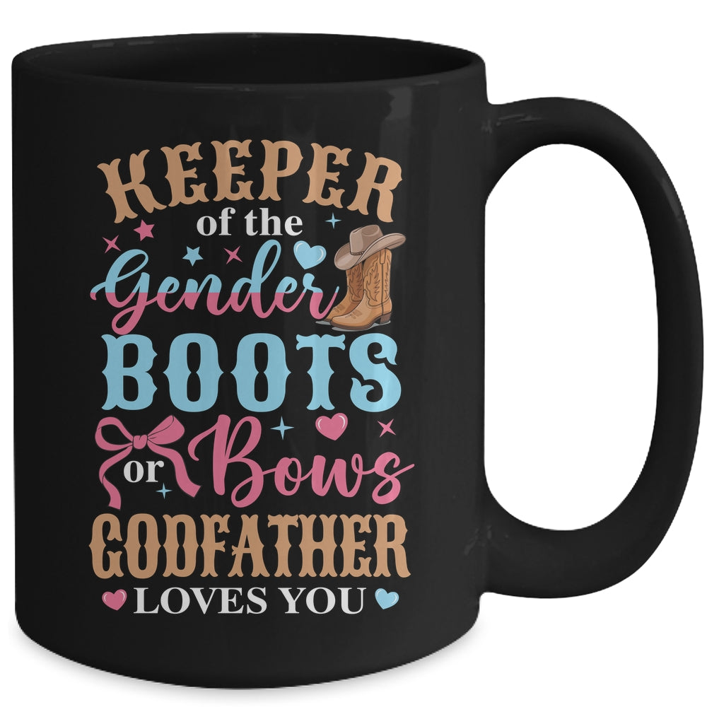 Boots Or Bows Godfather Loves You Gender Reveal Family Matching Mug | siriusteestore