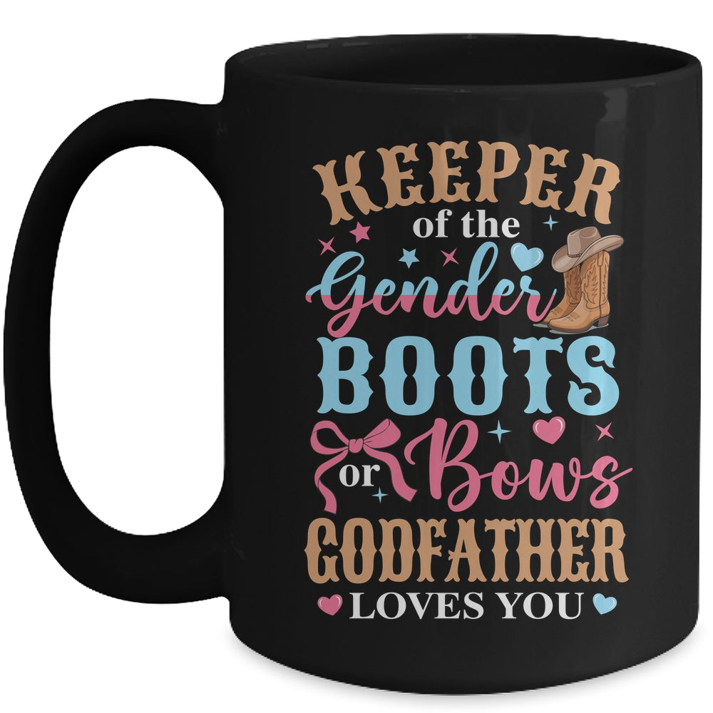 Boots Or Bows Godfather Loves You Gender Reveal Family Matching Mug | siriusteestore