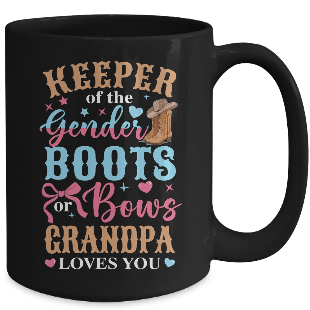 Boots Or Bows Grandpa Loves You Gender Reveal Family Matching Mug | siriusteestore