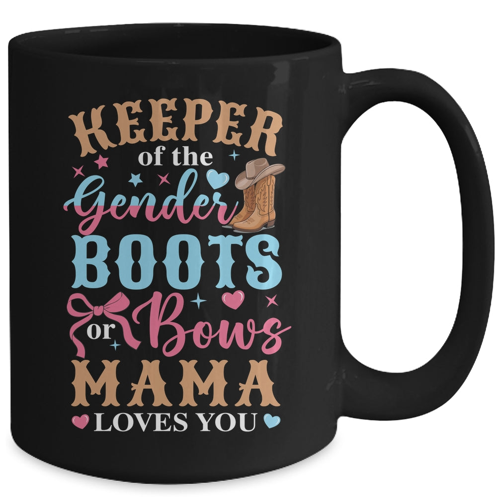 Boots Or Bows Mama Loves You Gender Reveal Family Matching Mug | siriusteestore