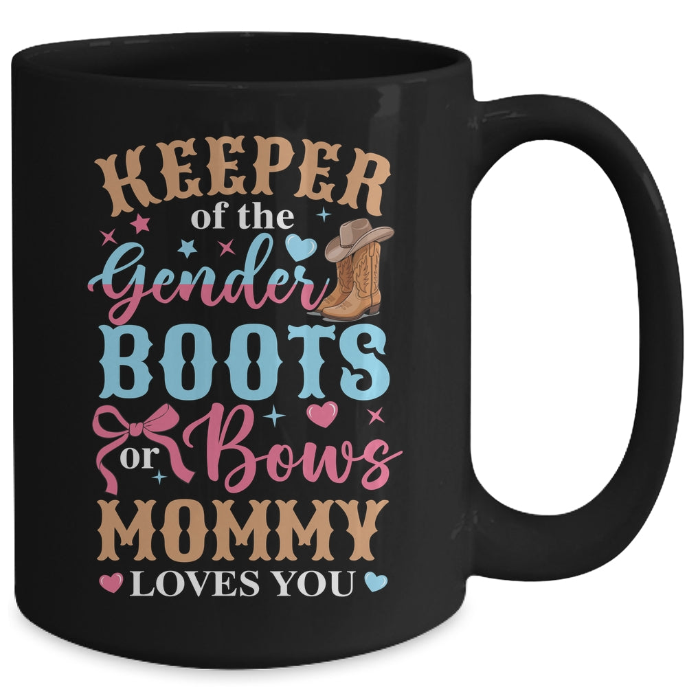 Boots Or Bows Mommy Loves You Gender Reveal Family Matching Mug | siriusteestore