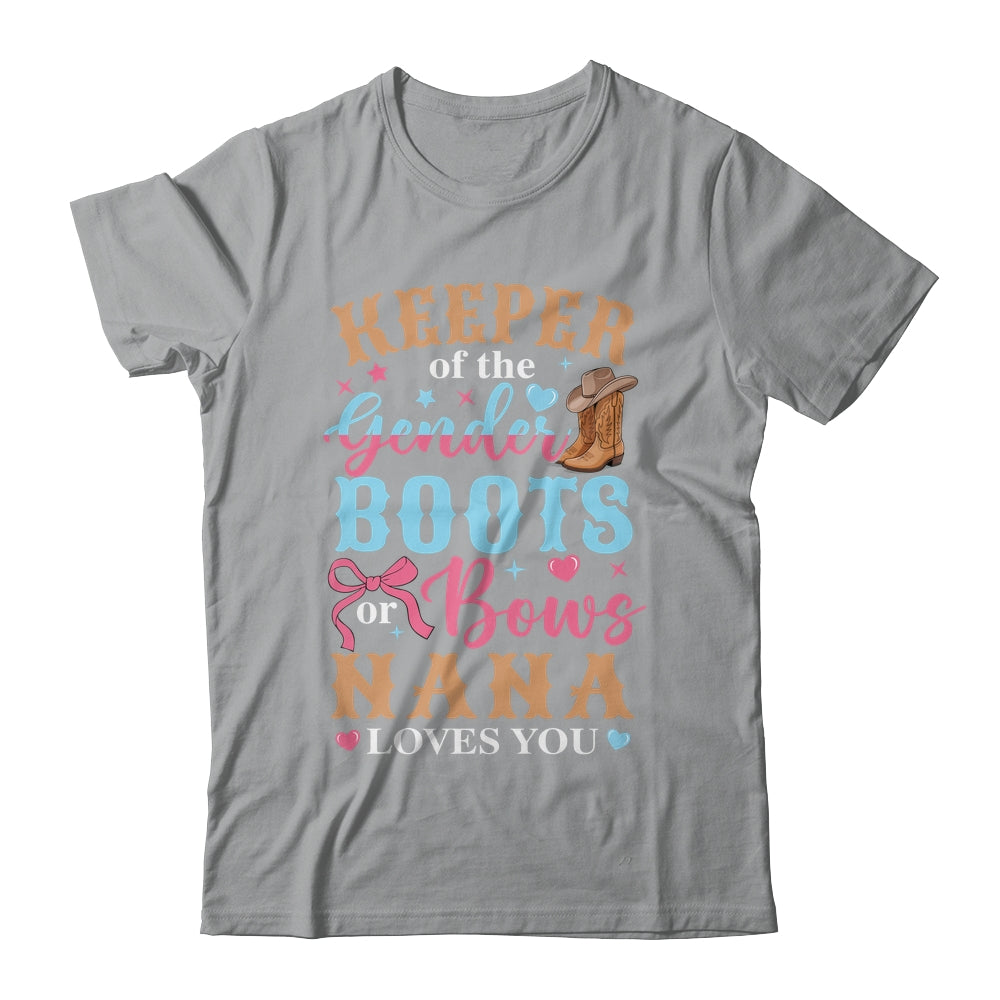 Boots Or Bows Nana Loves You Gender Reveal Family Matching Shirt & Hoodie | siriusteestore