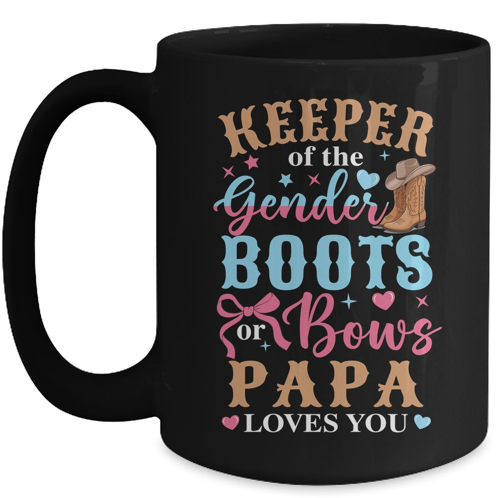 Boots Or Bows Papa Loves You Gender Reveal Family Matching Mug | siriusteestore