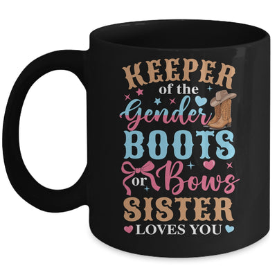 Boots Or Bows Sister Loves You Gender Reveal Family Matching Mug | siriusteestore
