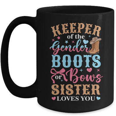Boots Or Bows Sister Loves You Gender Reveal Family Matching Mug | siriusteestore