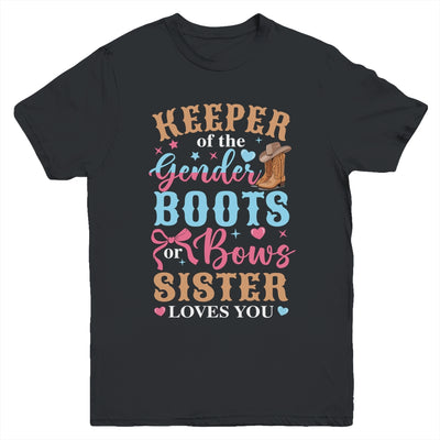 Boots Or Bows Sister Loves You Gender Reveal Family Matching Youth Shirt | siriusteestore