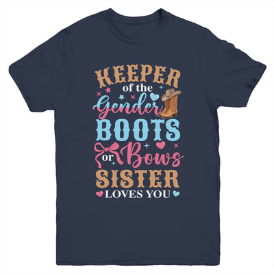Boots Or Bows Sister Loves You Gender Reveal Family Matching Youth Shirt | siriusteestore