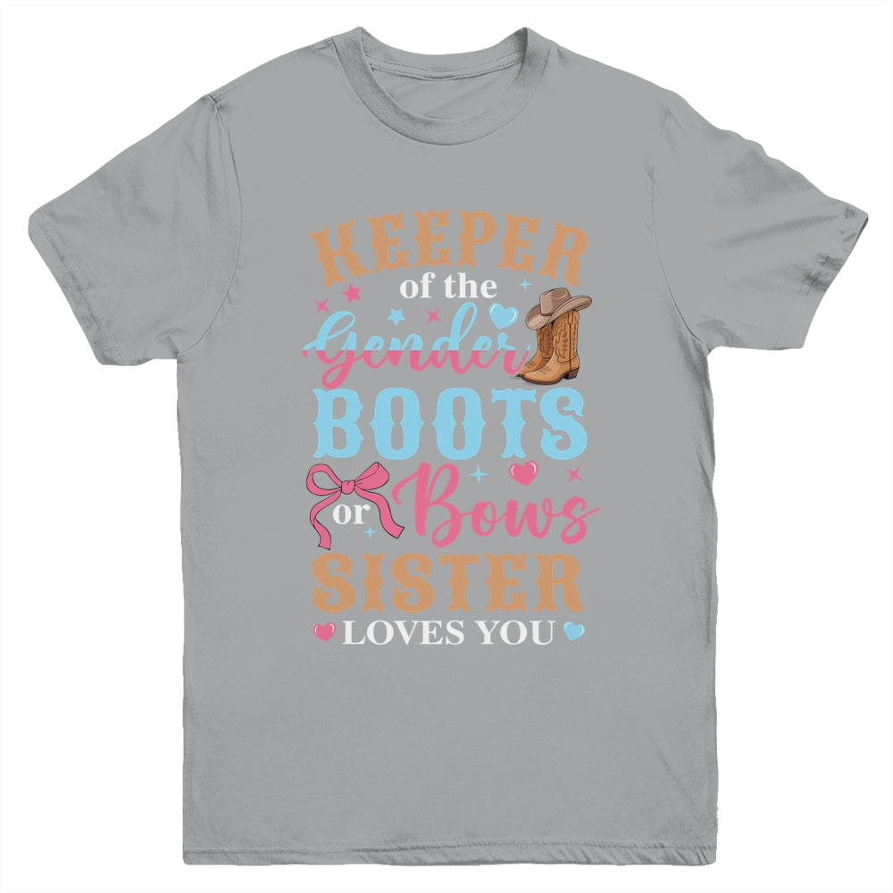 Boots Or Bows Sister Loves You Gender Reveal Family Matching Youth Shirt | siriusteestore