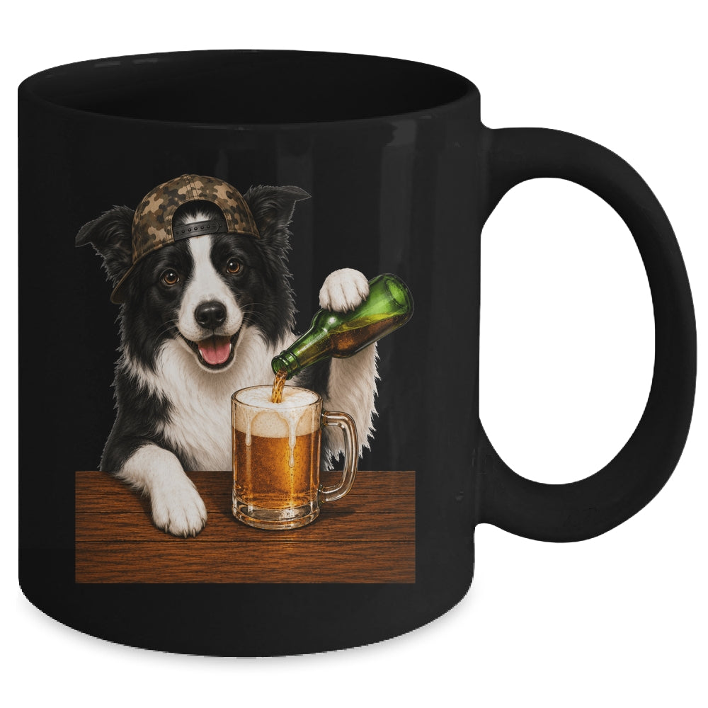Border Collie Drinking Beer Funny Dog Mem Fathers Day Mug | siriusteestore