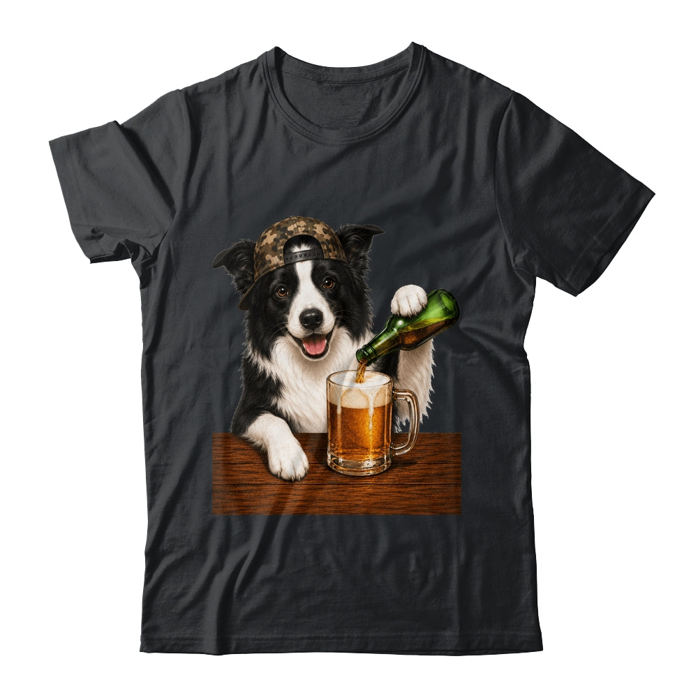 Border Collie Drinking Beer Funny Dog Mem Fathers Day Shirt & Hoodie | siriusteestore