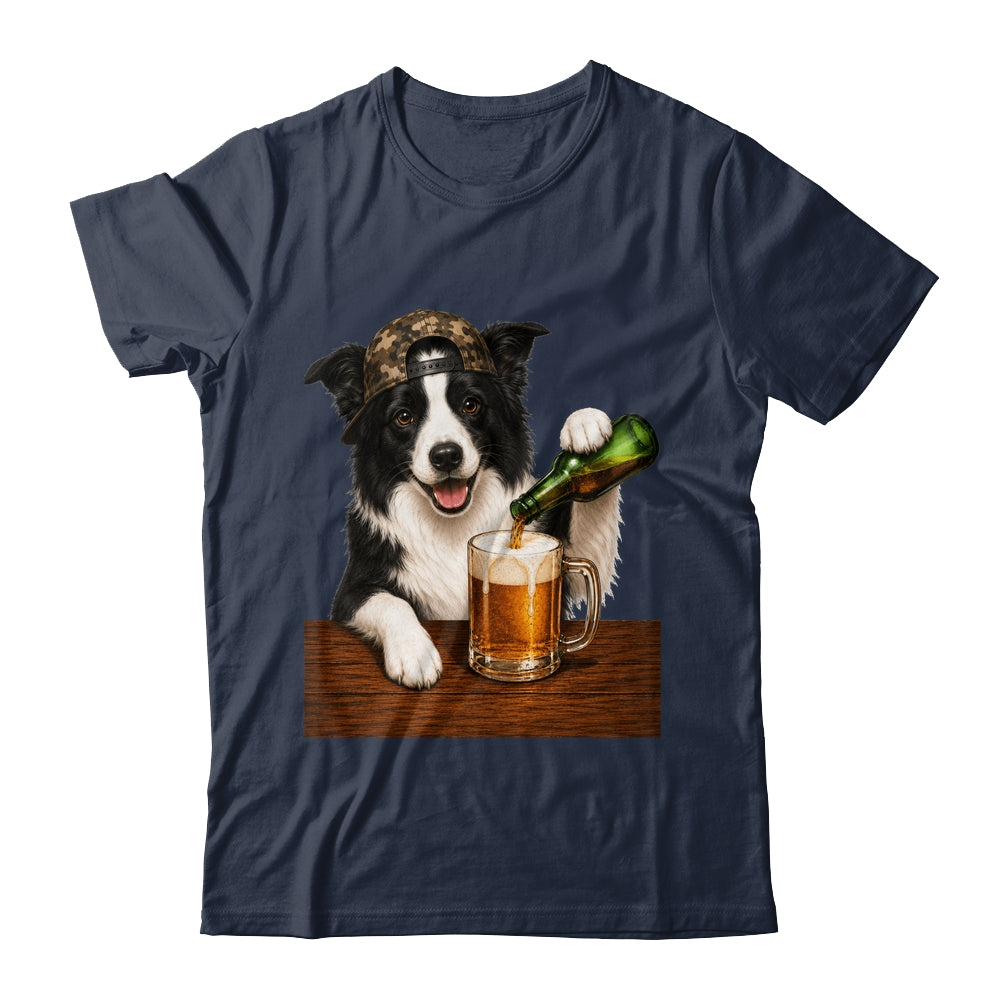 Border Collie Drinking Beer Funny Dog Mem Fathers Day Shirt & Hoodie | siriusteestore