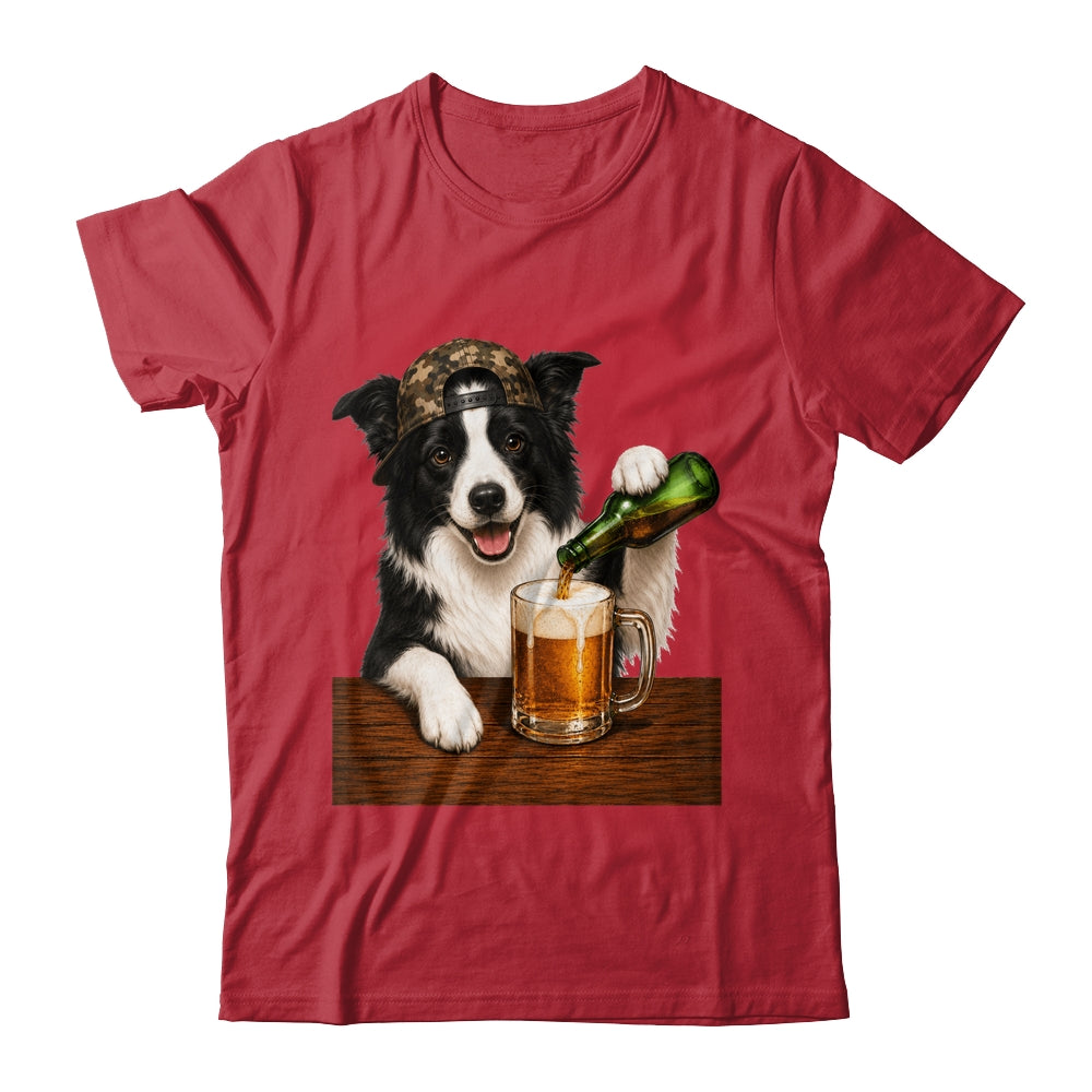Border Collie Drinking Beer Funny Dog Mem Fathers Day Shirt & Hoodie | siriusteestore