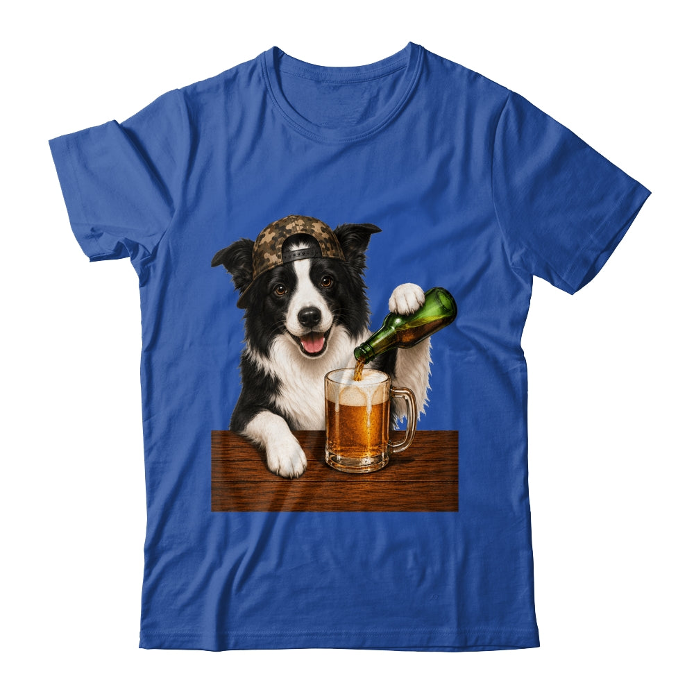 Border Collie Drinking Beer Funny Dog Mem Fathers Day Shirt & Hoodie | siriusteestore
