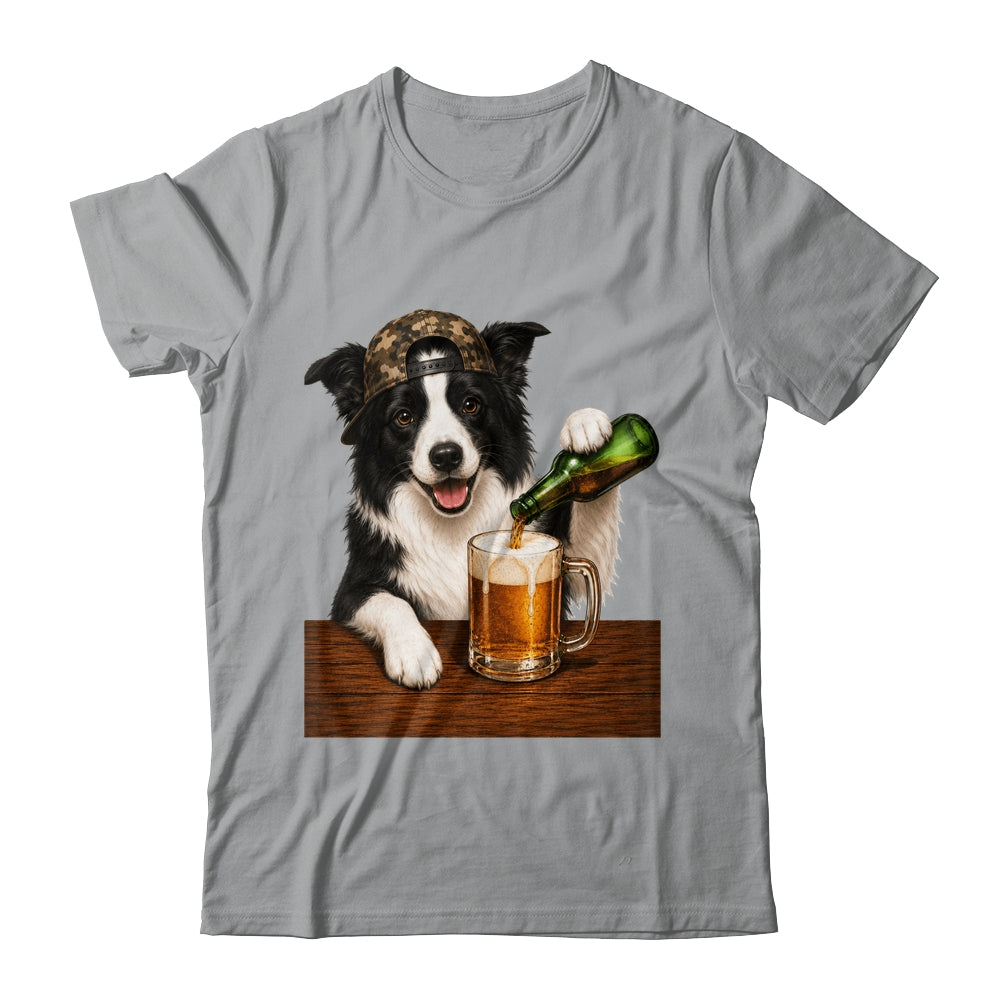Border Collie Drinking Beer Funny Dog Mem Fathers Day Shirt & Hoodie | siriusteestore