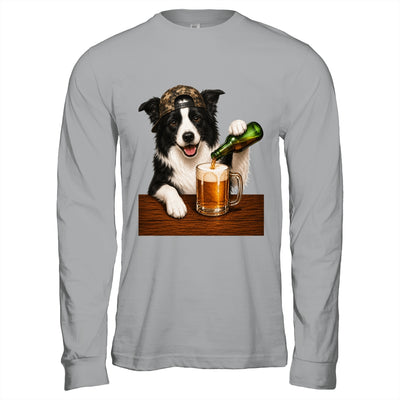 Border Collie Drinking Beer Funny Dog Mem Fathers Day Shirt & Hoodie | siriusteestore