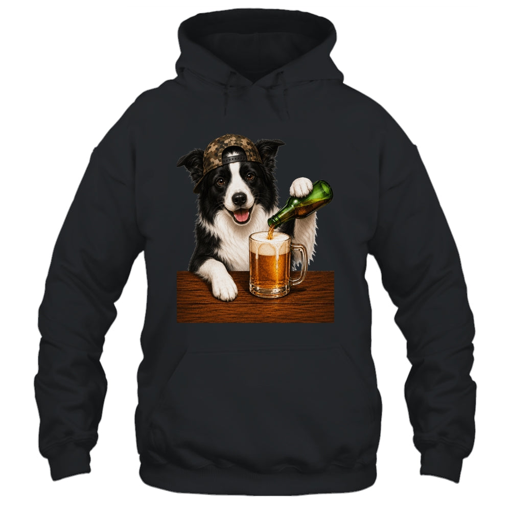 Border Collie Drinking Beer Funny Dog Mem Fathers Day Shirt & Hoodie | siriusteestore
