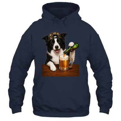 Border Collie Drinking Beer Funny Dog Mem Fathers Day Shirt & Hoodie | siriusteestore