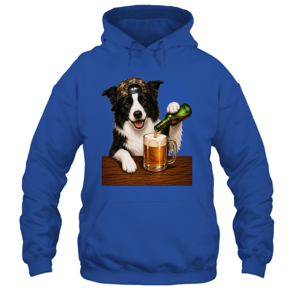 Border Collie Drinking Beer Funny Dog Mem Fathers Day Shirt & Hoodie | siriusteestore