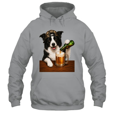 Border Collie Drinking Beer Funny Dog Mem Fathers Day Shirt & Hoodie | siriusteestore