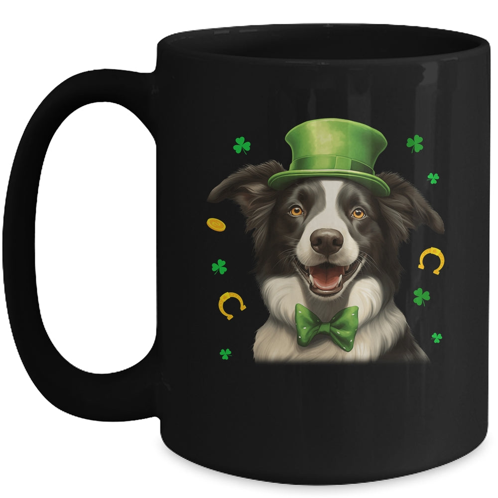 Border Collie St Patricks Day Leprechaun Shamrock Irish Mug | siriusteestore