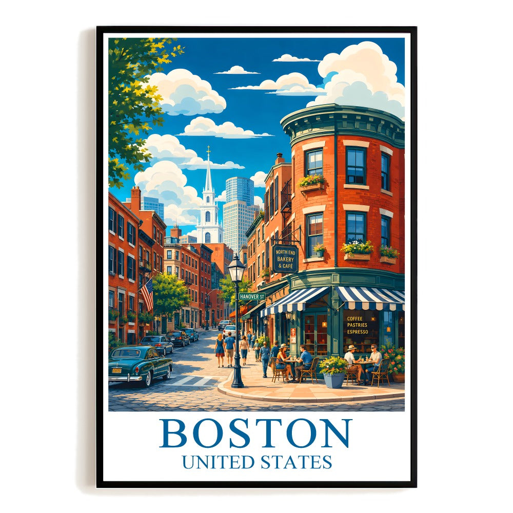 Boston Massachusetts Vintage Travel Poster Cityscape Wall Art Decor Landscape Print Painting Ideal For Home Office Living Room Bedroom Decor Unframed | siriusteestore