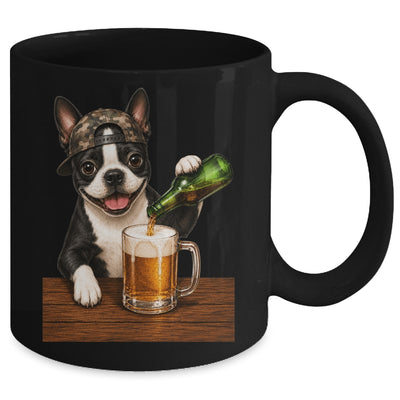 Boston Terrier Drinking Beer Funny Dog Mem Fathers Day Mug | siriusteestore