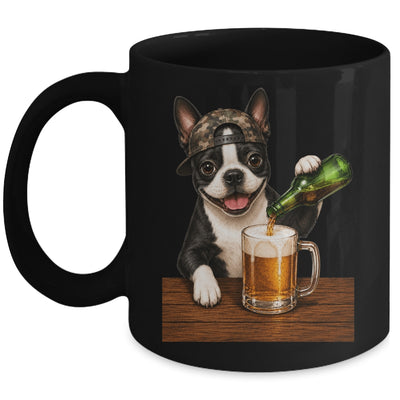 Boston Terrier Drinking Beer Funny Dog Mem Fathers Day Mug | siriusteestore