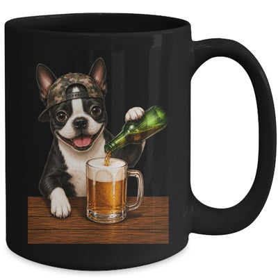 Boston Terrier Drinking Beer Funny Dog Mem Fathers Day Mug | siriusteestore