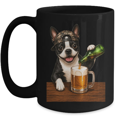 Boston Terrier Drinking Beer Funny Dog Mem Fathers Day Mug | siriusteestore
