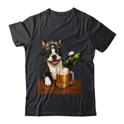 Boston Terrier Drinking Beer Funny Dog Mem Fathers Day Shirt & Hoodie | siriusteestore