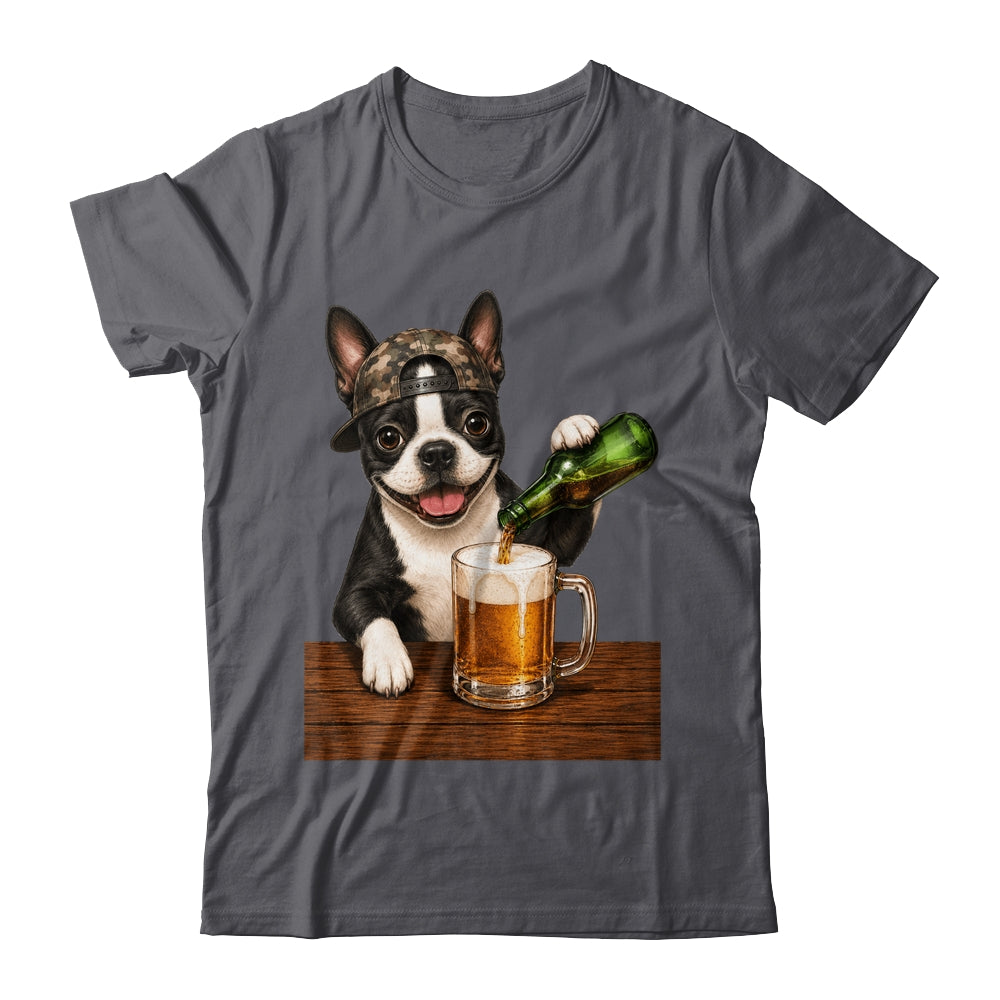 Boston Terrier Drinking Beer Funny Dog Mem Fathers Day Shirt & Hoodie | siriusteestore