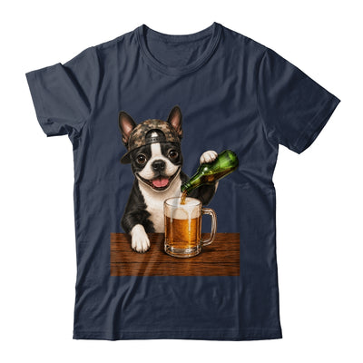 Boston Terrier Drinking Beer Funny Dog Mem Fathers Day Shirt & Hoodie | siriusteestore