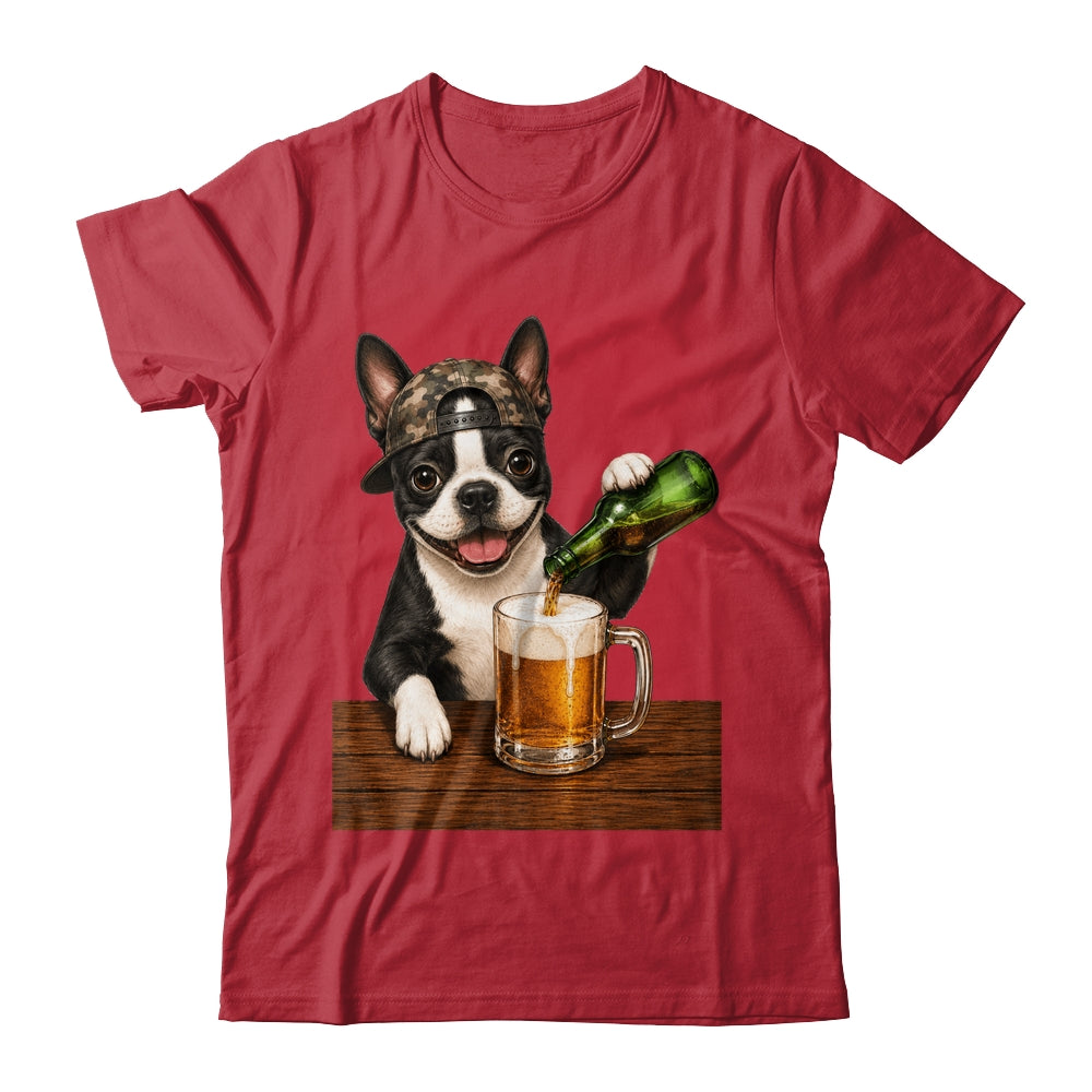 Boston Terrier Drinking Beer Funny Dog Mem Fathers Day Shirt & Hoodie | siriusteestore