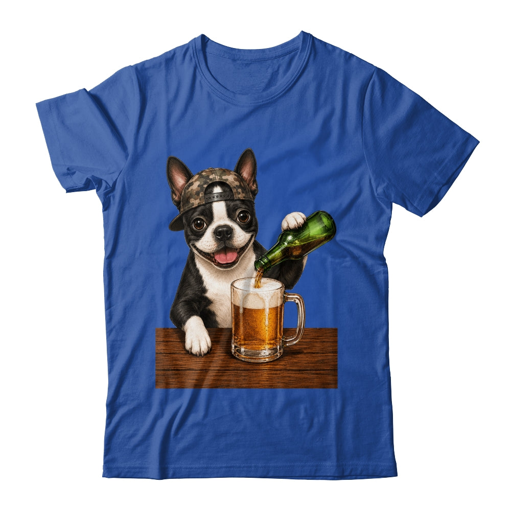 Boston Terrier Drinking Beer Funny Dog Mem Fathers Day Shirt & Hoodie | siriusteestore