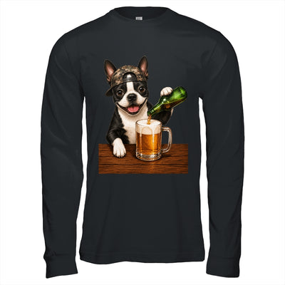 Boston Terrier Drinking Beer Funny Dog Mem Fathers Day Shirt & Hoodie | siriusteestore