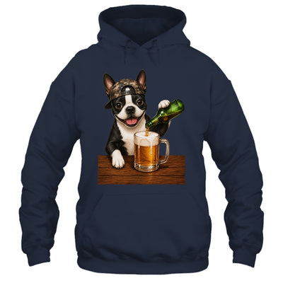 Boston Terrier Drinking Beer Funny Dog Mem Fathers Day Shirt & Hoodie | siriusteestore