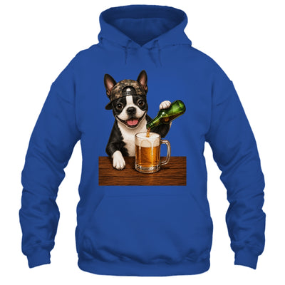 Boston Terrier Drinking Beer Funny Dog Mem Fathers Day Shirt & Hoodie | siriusteestore