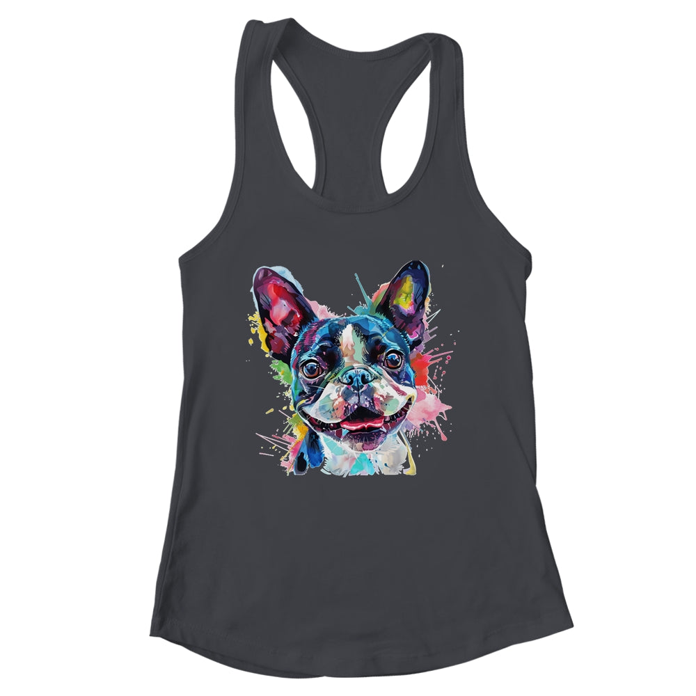 Boston Terrier Mom Lover Puppy Dog Watercolor Tie Dye Painting Shirt & Tank Top | siriusteestore