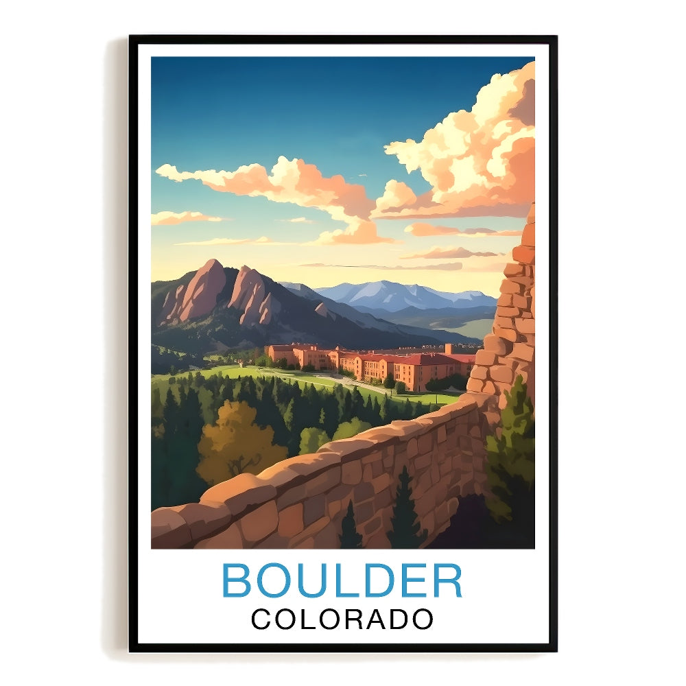Boulder Colorado Vintage Travel Poster Nature City Wall Art Landscape Picture Prints Suitable For Home Room Living Room Office Bedroom Aesthetic Decor Unframed | siriusteestore
