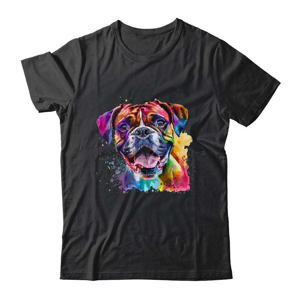 Boxer Mom Lover Puppy Dog Watercolor Tie Dye Painting Shirt & Tank Top | siriusteestore